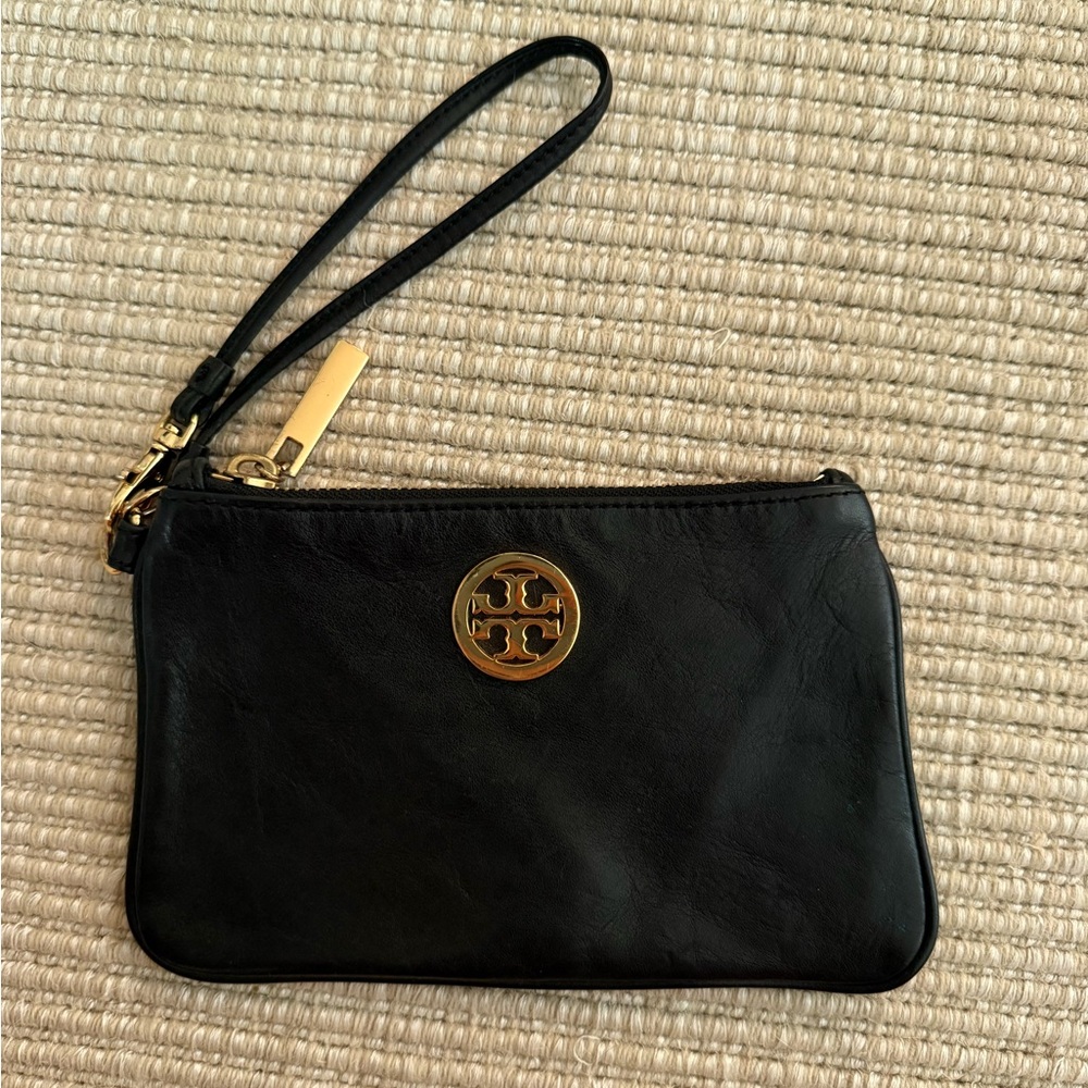 Tory Burch Black Wristlet with Gold Accent